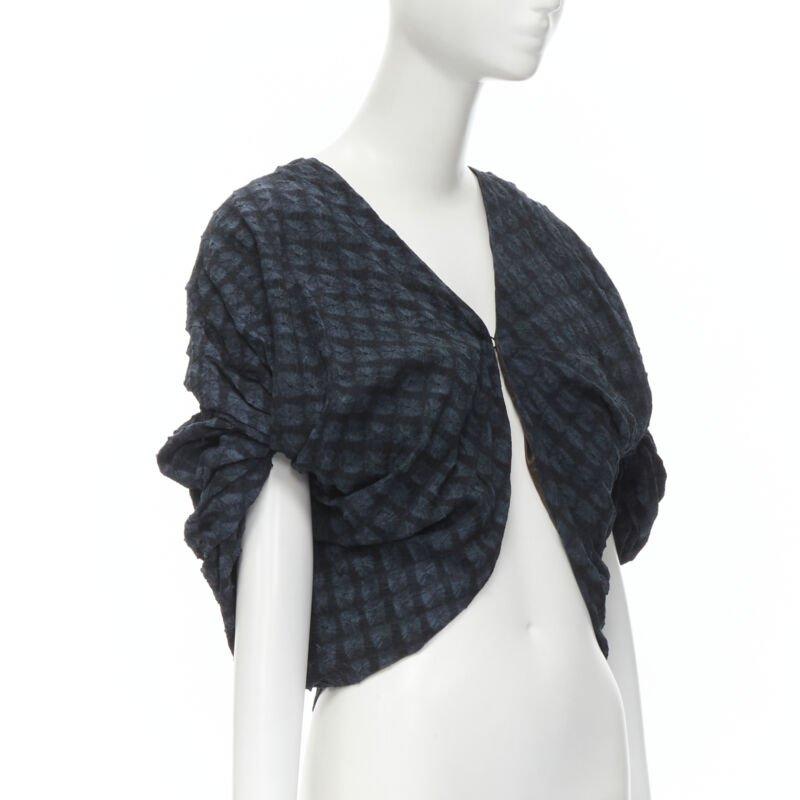 PORTS 1961 negro azul teñido Shibori arrugado voluminoso bolero cropped US0 XS Negro en venta