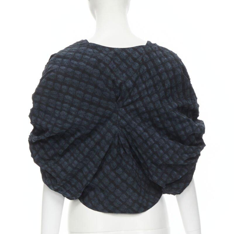 De las mujeres PORTS 1961 negro azul teñido Shibori arrugado voluminoso bolero cropped US0 XS en venta