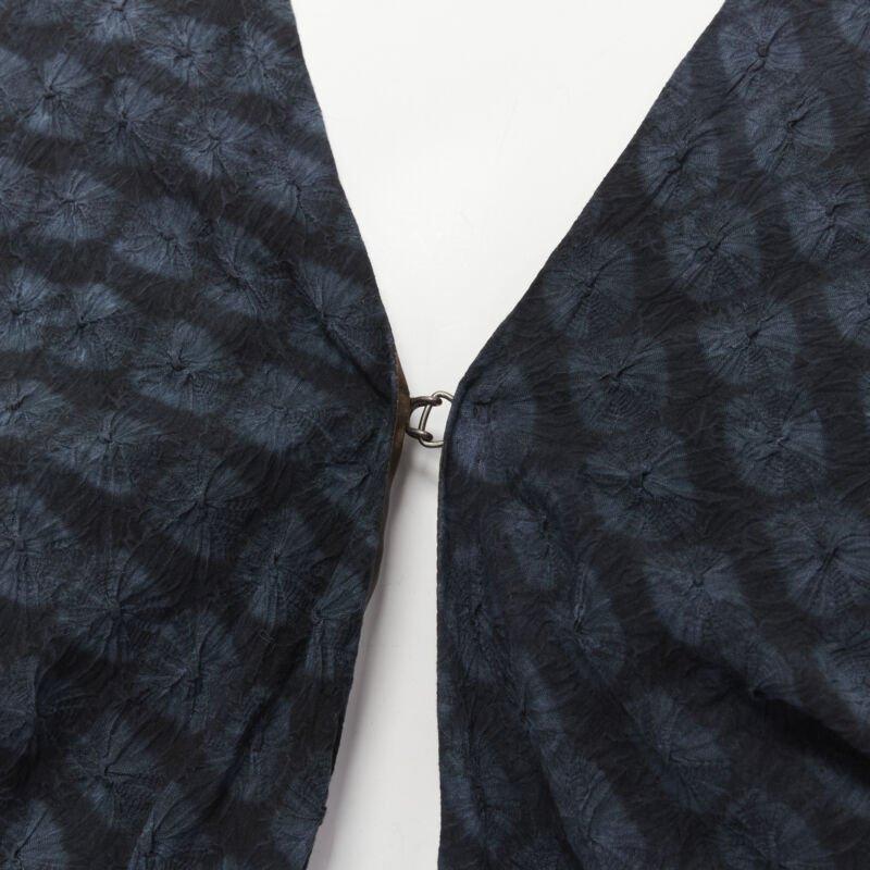 PORTS 1961 negro azul teñido Shibori arrugado voluminoso bolero cropped US0 XS en venta 2