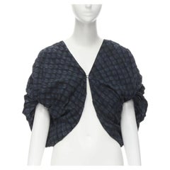 PORTS 1961 negro azul teñido Shibori arrugado voluminoso bolero cropped US0 XS