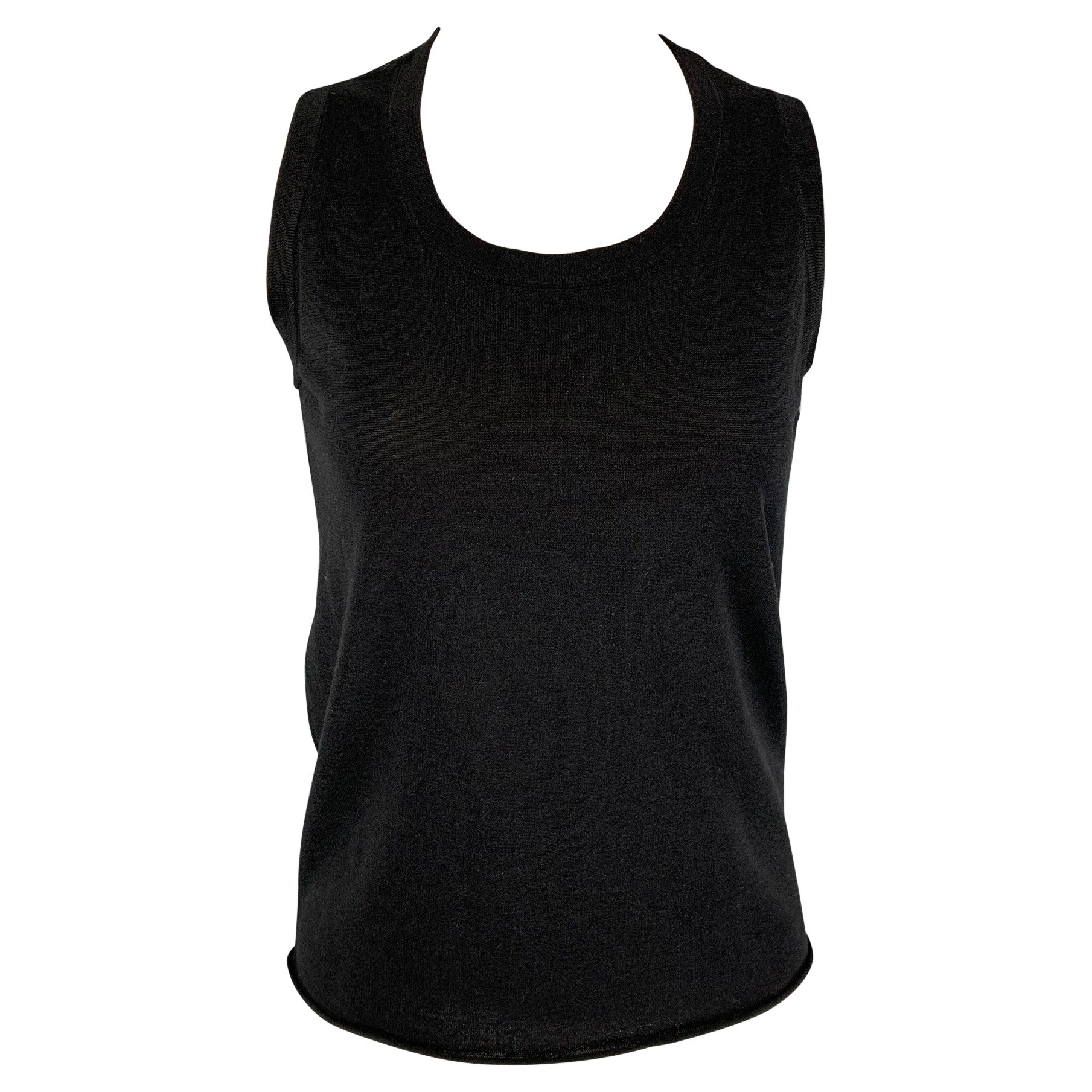 PORTS 1961 Black Size S See Through Silk & Cotton Tank Top