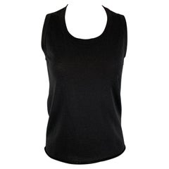 PORTS 1961 Black Size S See Through Silk & Cotton Tank Top