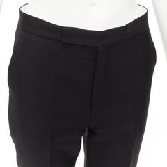 PORTS 1961 - Pantalon court évasé doublé en laine, soie et coton - noir FR38 M