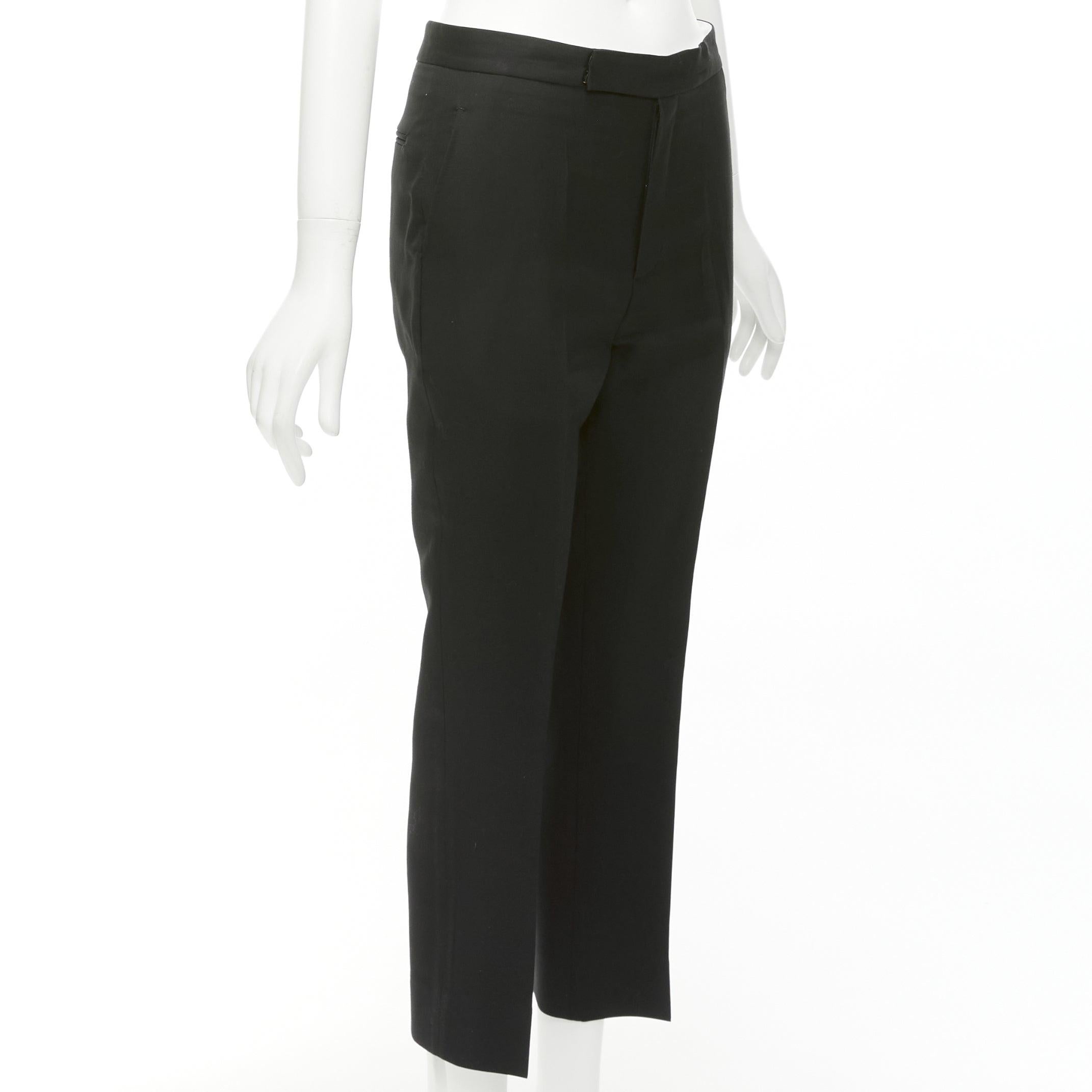 Black PORTS 1961 black wool silk cotton lined flared cropped trousers FR38 M For Sale