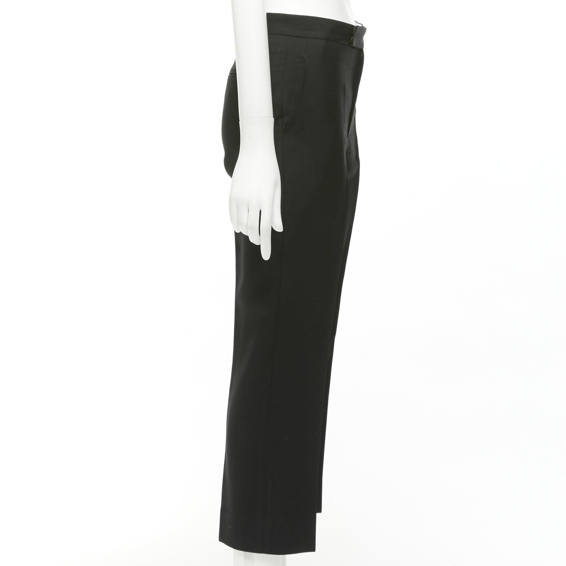 Women's PORTS 1961 black wool silk cotton lined flared cropped trousers FR38 M For Sale