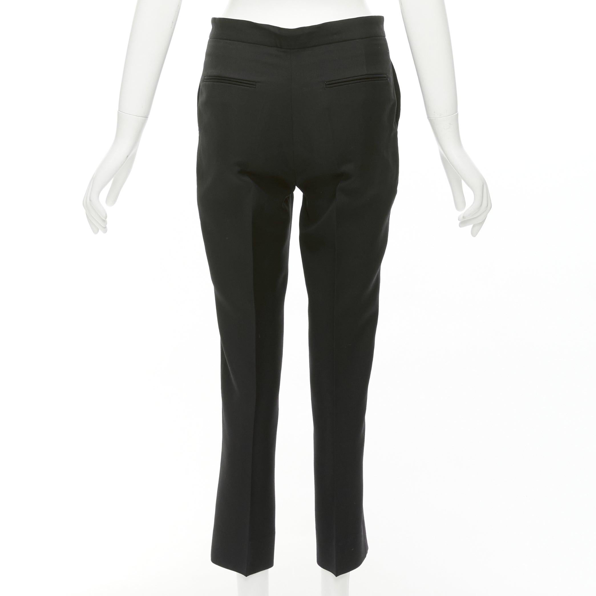 Women's PORTS 1961 black wool silk cotton lined flared cropped trousers FR38 M For Sale