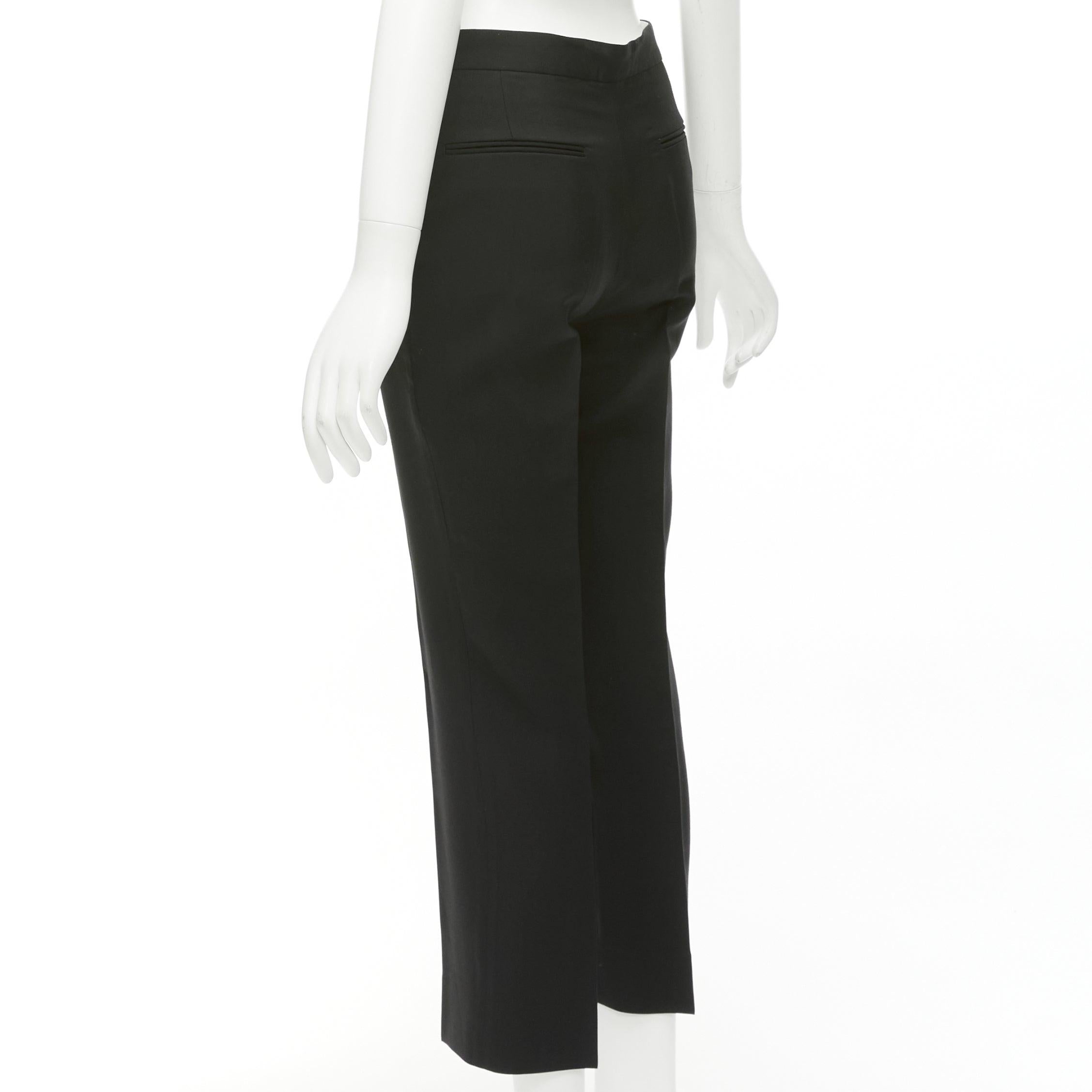 PORTS 1961 black wool silk cotton lined flared cropped trousers FR38 M For Sale 2