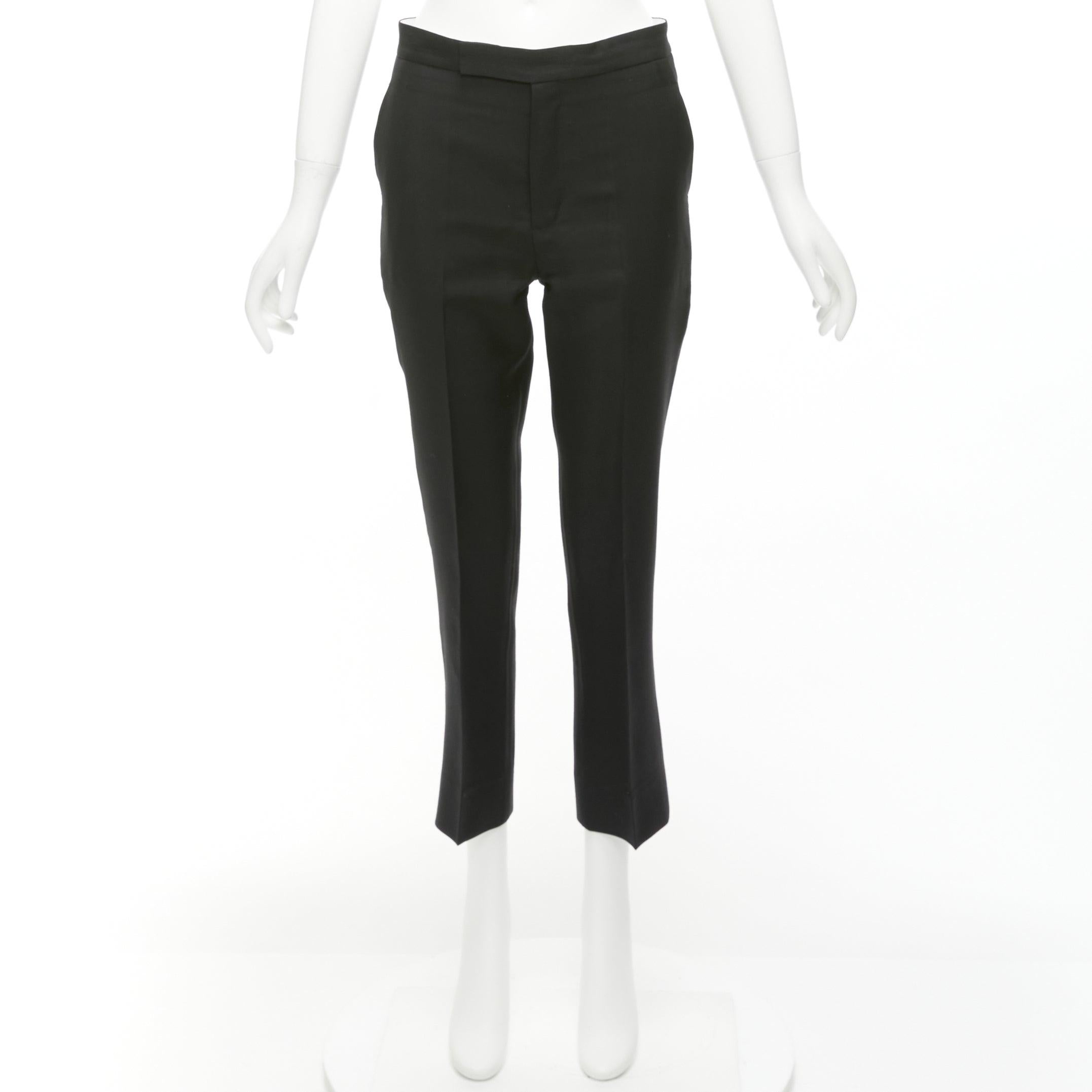 PORTS 1961 black wool silk cotton lined flared cropped trousers FR38 M For Sale 4
