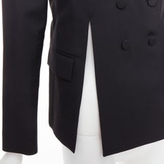 PORTS 1961 Schwarzer Woll-Seiden-Blazer mit gepolsterter Schulterpartie IT40 S
