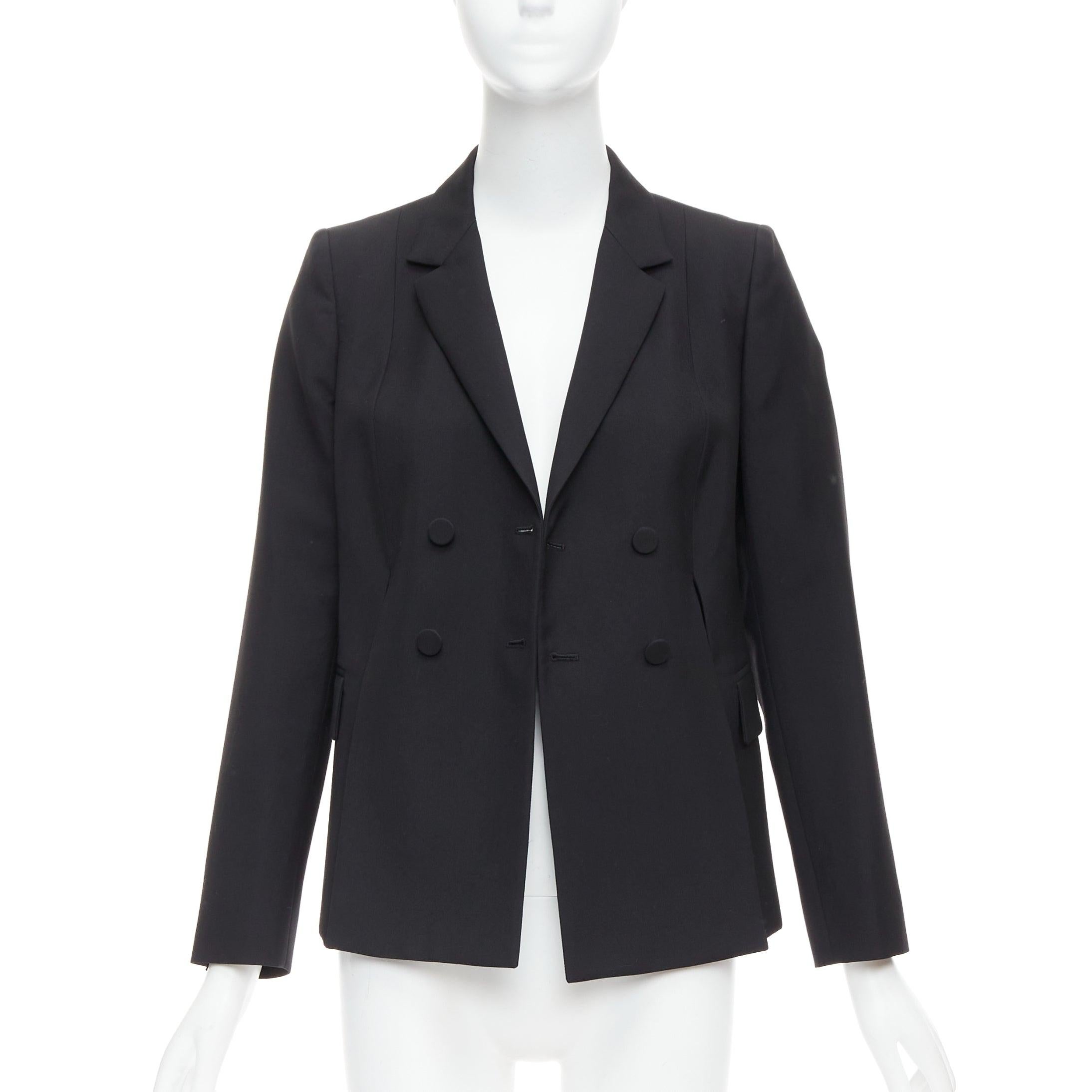 Black PORTS 1961 black wool silk slit front shoulder padded blazer IT40 S For Sale