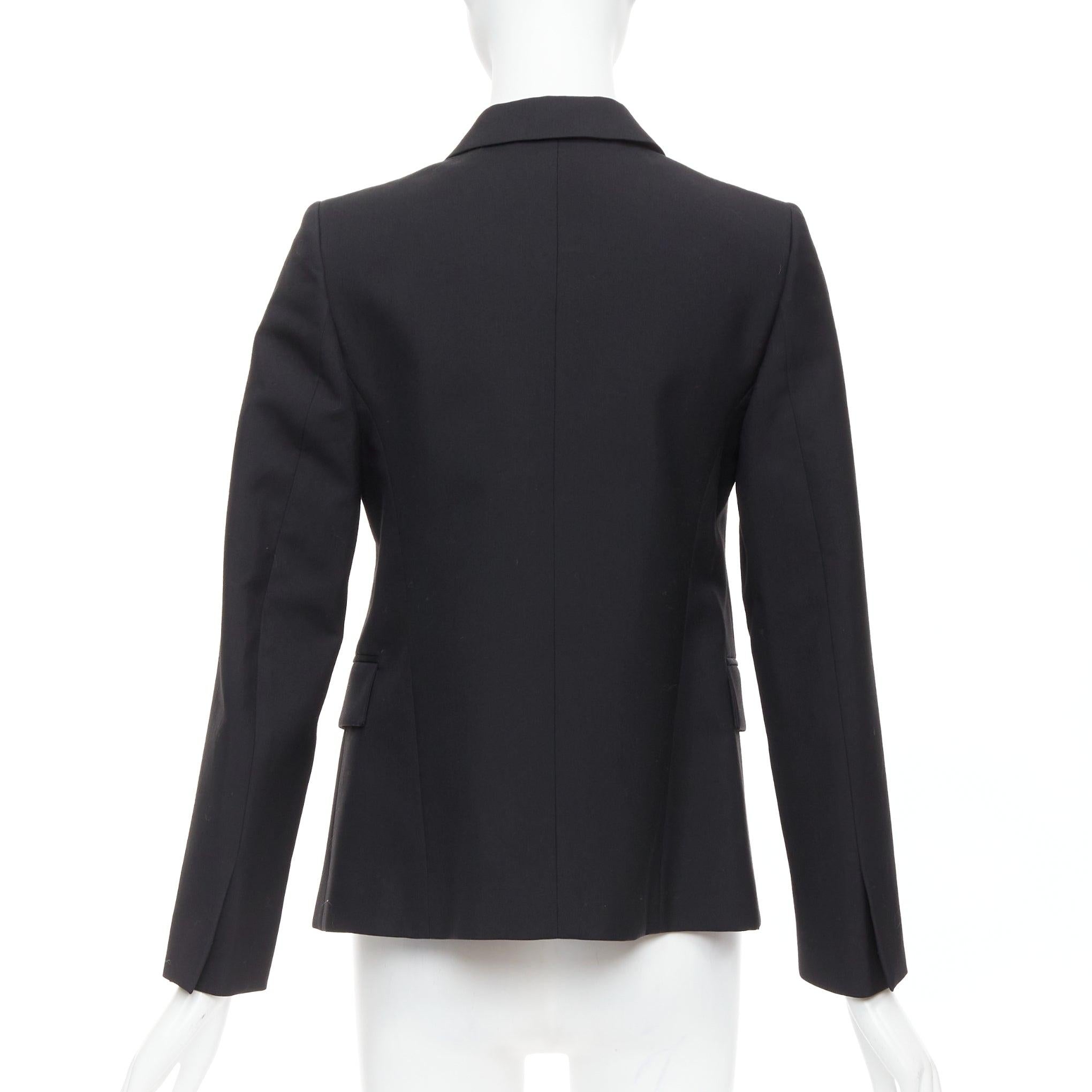 PORTS 1961 black wool silk slit front shoulder padded blazer IT40 S For Sale 1