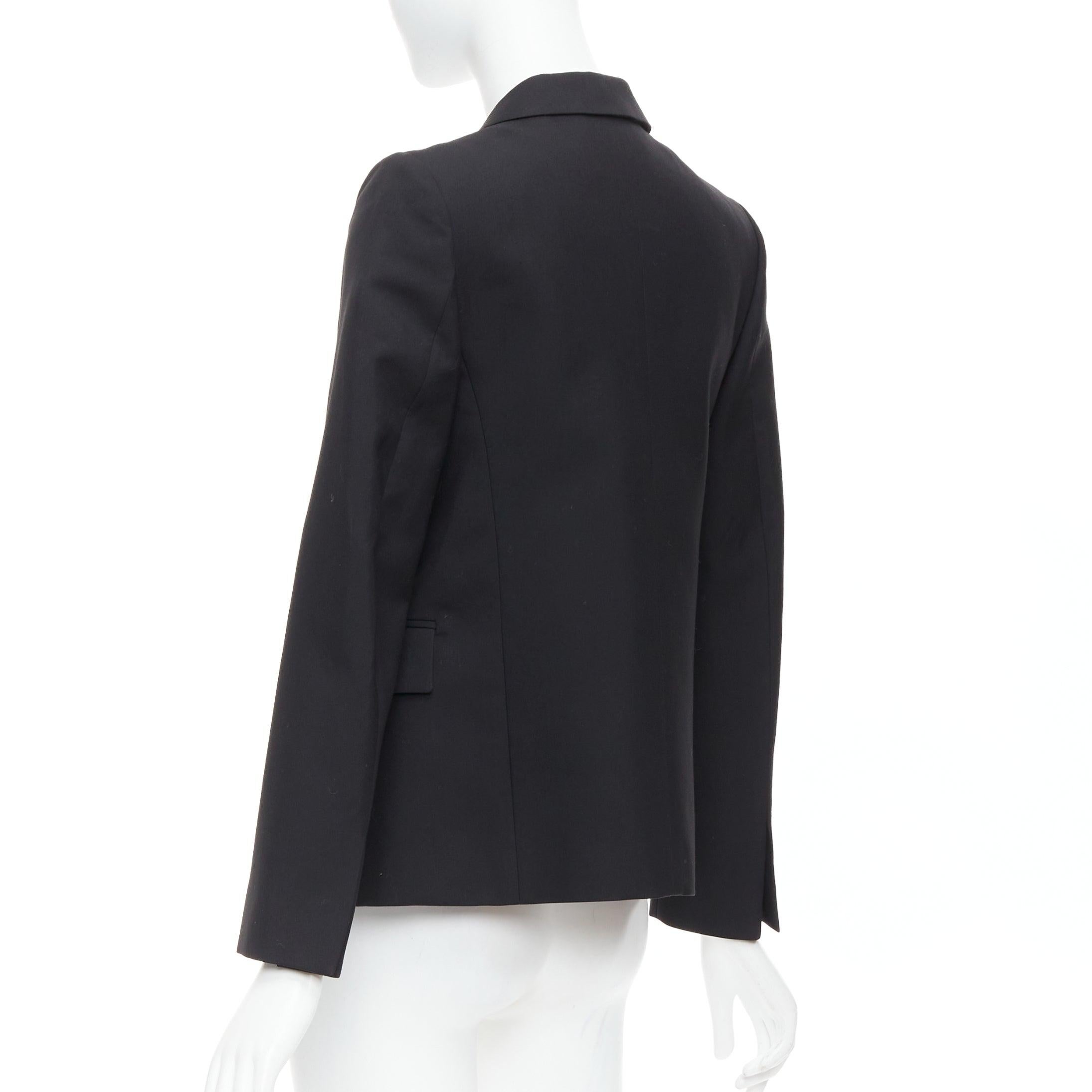PORTS 1961 black wool silk slit front shoulder padded blazer IT40 S For Sale 2