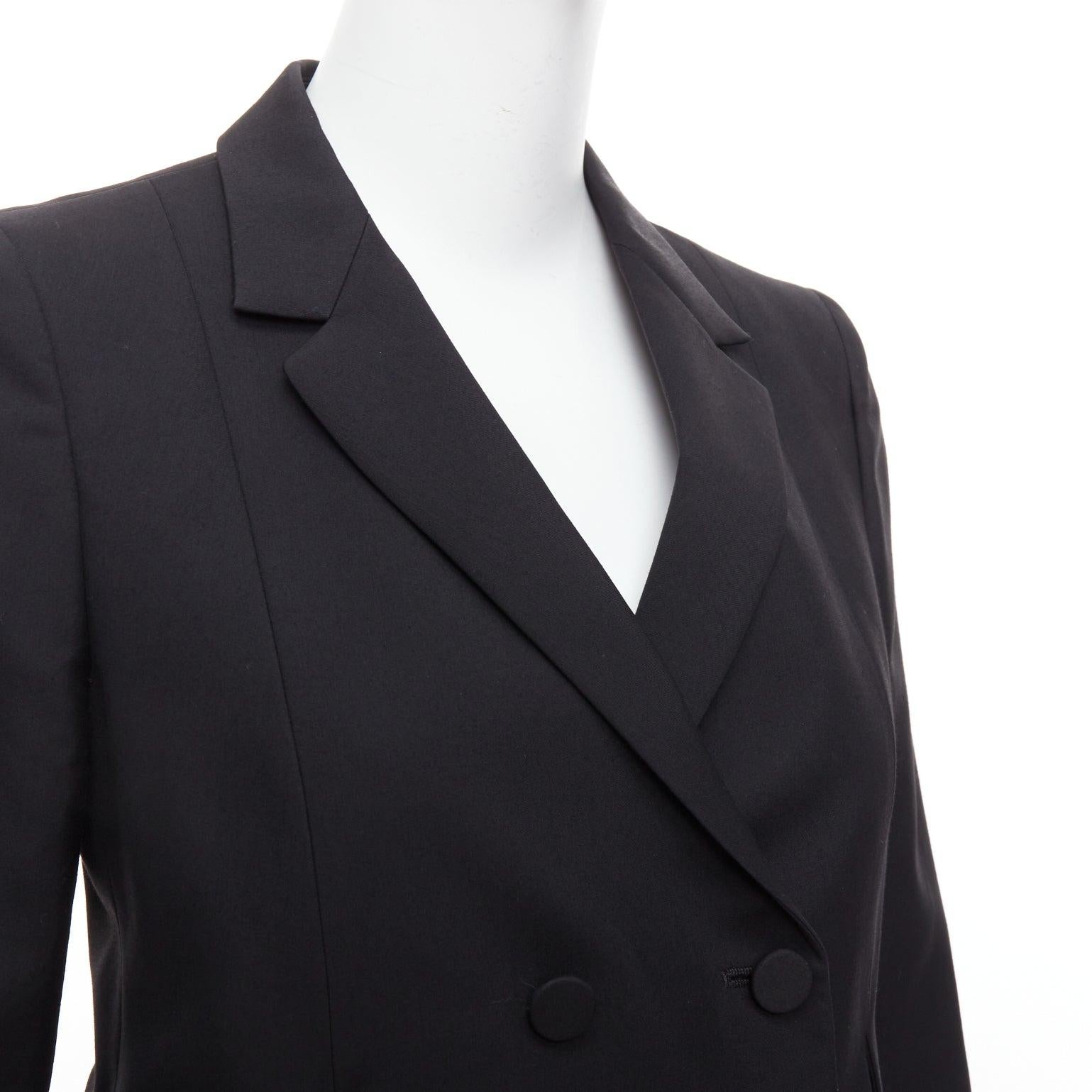 PORTS 1961 black wool silk slit front shoulder padded blazer IT40 S For Sale 3
