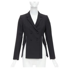 PORTS 1961 Schwarzer Woll-Seiden-Blazer mit gepolsterter Schulterpartie IT40 S