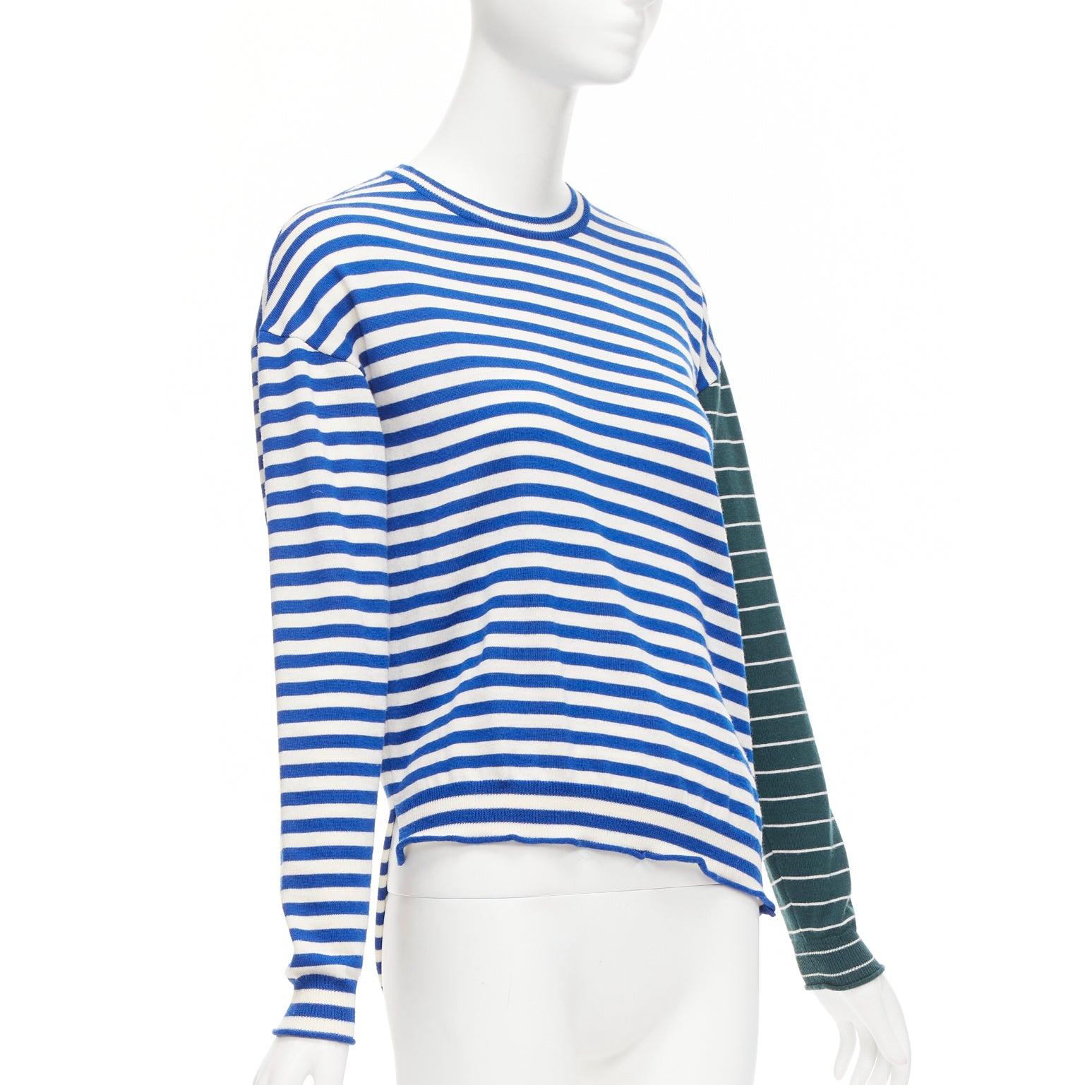 PORTS 1961 blue white green stripes asymmetric hem sweater In Good Condition For Sale In Hong Kong, NT