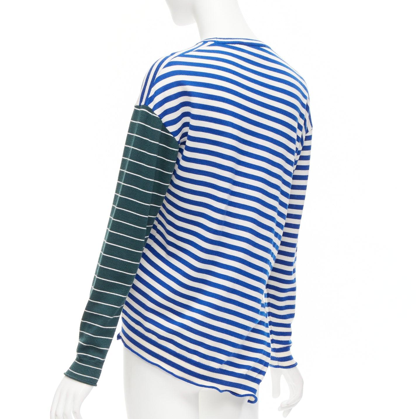 PORTS 1961 blue white green stripes asymmetric hem sweater For Sale 1