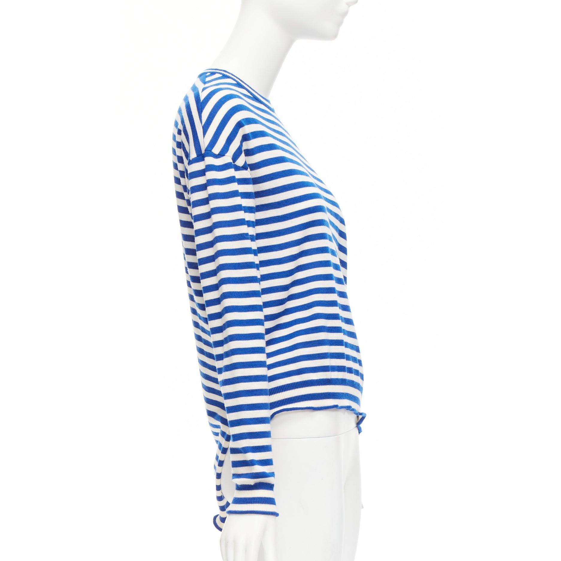 PORTS 1961 blue white green stripes asymmetric hem sweater For Sale 1