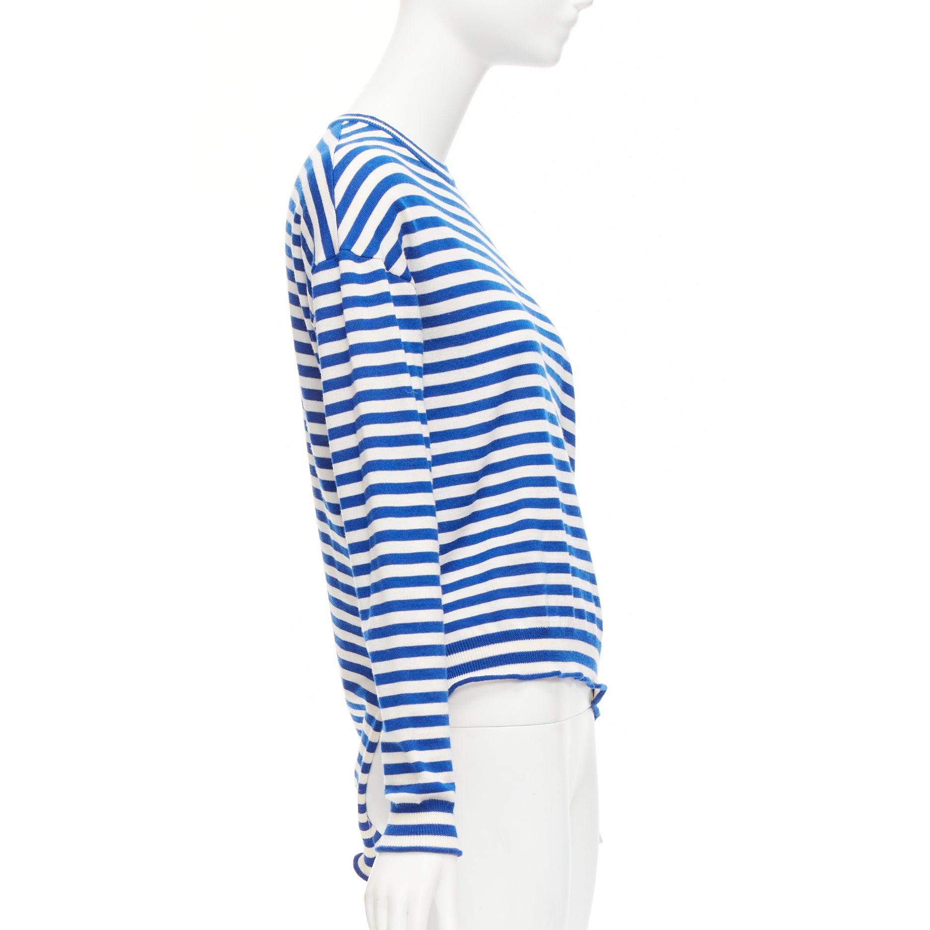 PORTS 1961 blue white green stripes asymmetric hem sweater For Sale 2