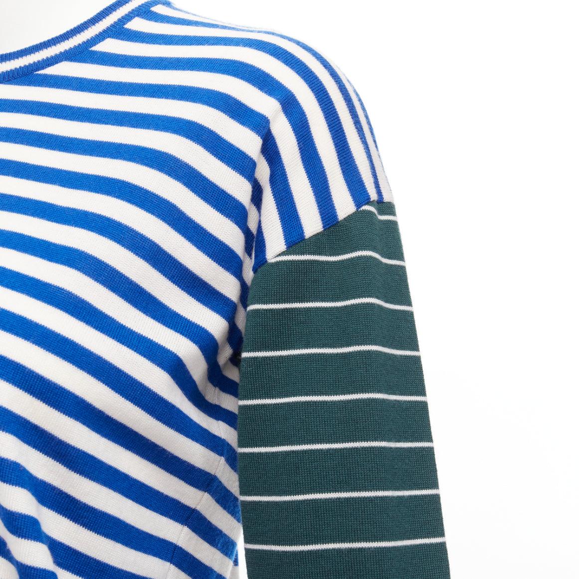 PORTS 1961 blue white green stripes asymmetric hem sweater For Sale 3