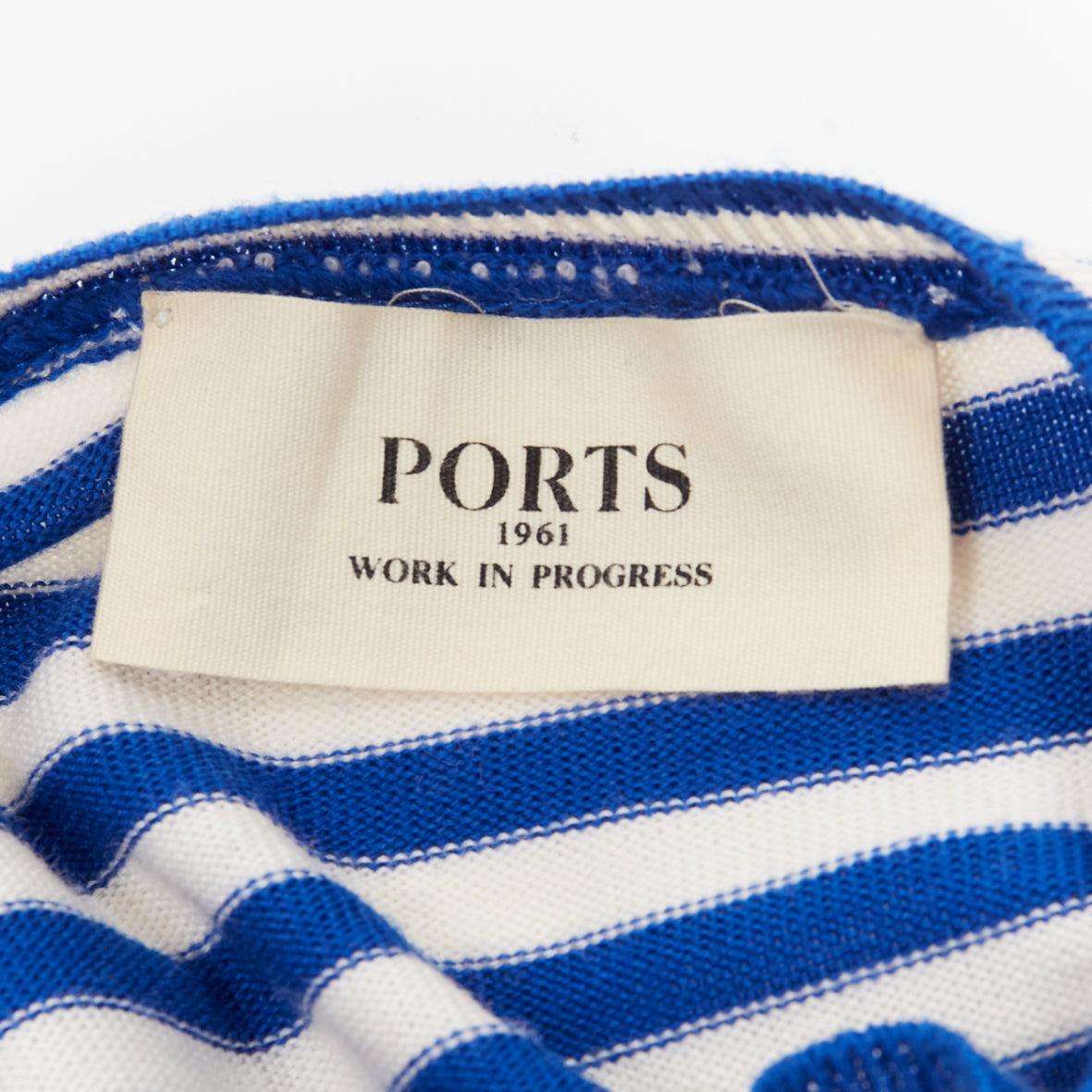 PORTS 1961 blue white green stripes asymmetric hem sweater For Sale 4