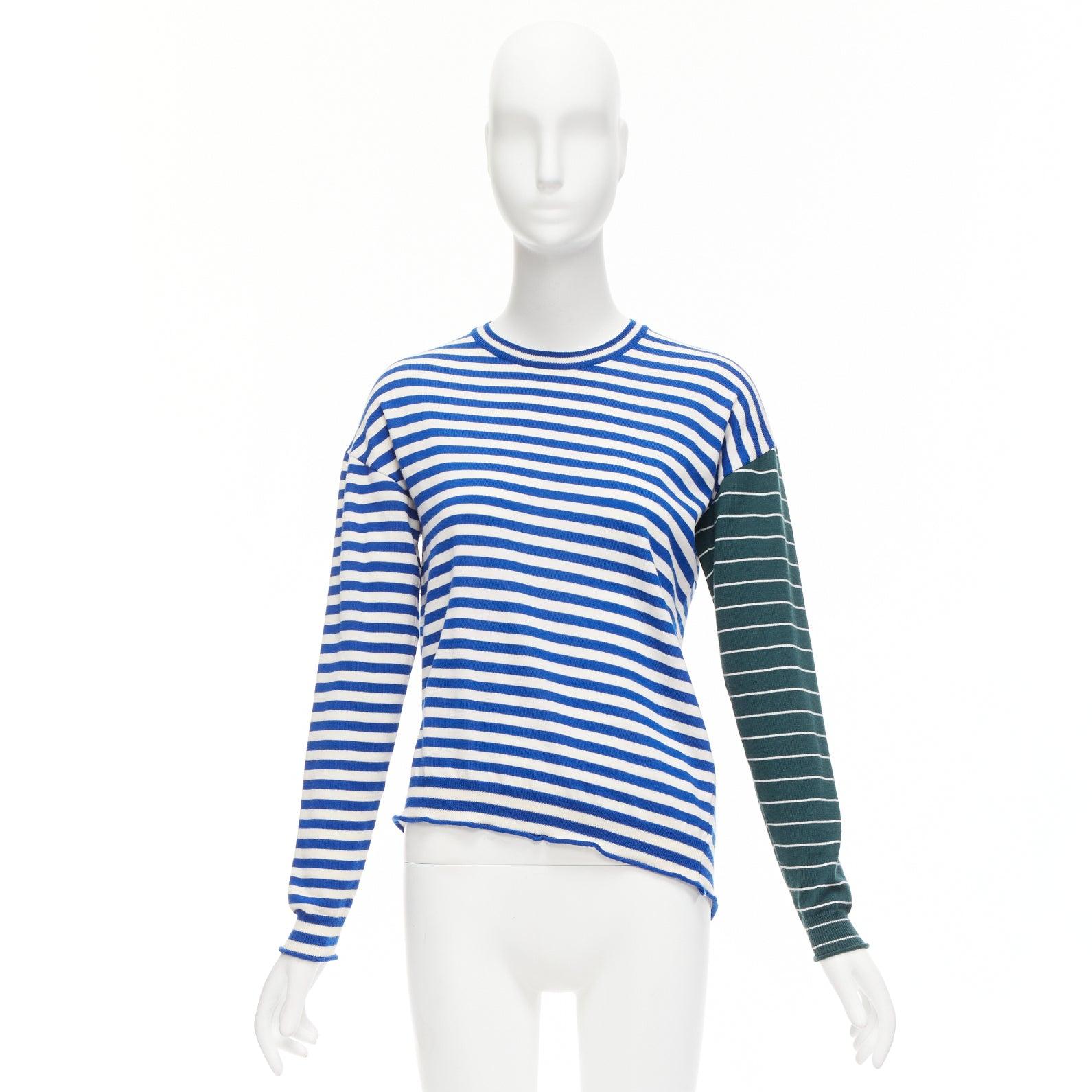 PORTS 1961 blue white green stripes asymmetric hem sweater For Sale 4