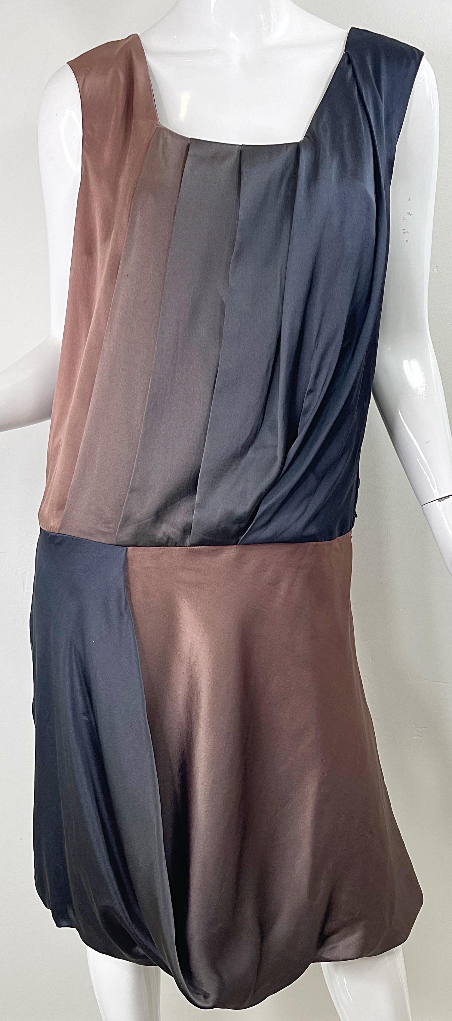 Ports 1961 Automne 2012 Taille 12 Brown Taupe Gray Ombré Flapper Style Silk Dress en vente 8
