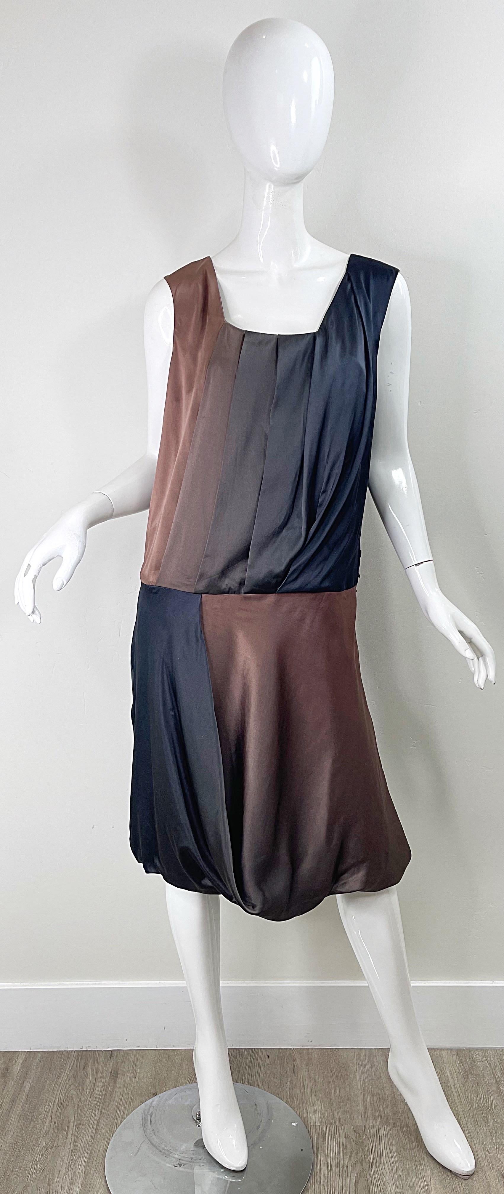 Ports 1961 Fall 2012 Size 12 Brown Taupe Gray Ombré Flapper Style Silk Dress For Sale 10