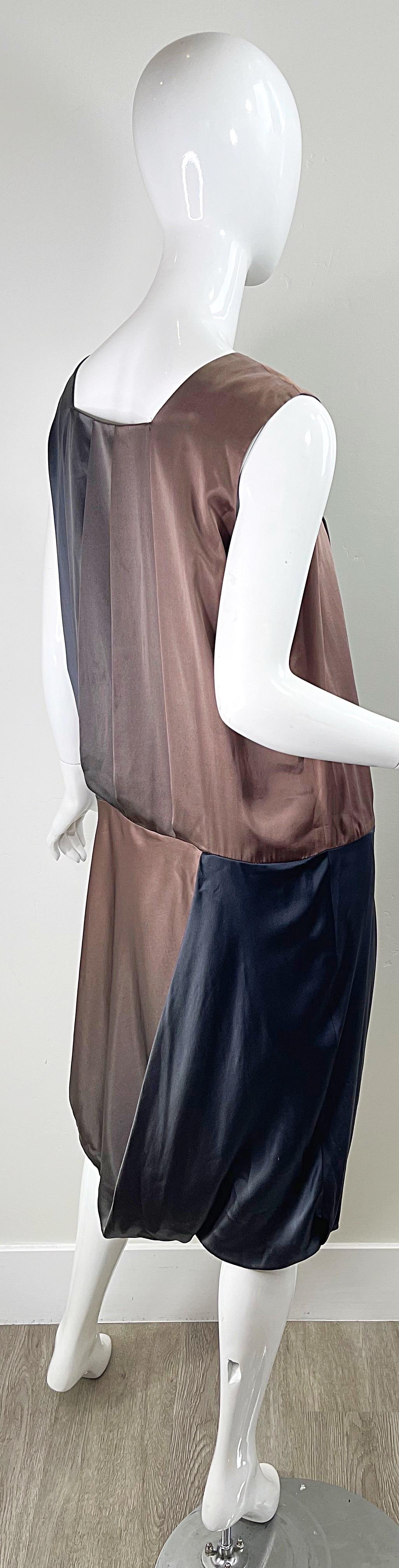 Ports 1961 Automne 2012 Taille 12 Brown Taupe Gray Ombré Flapper Style Silk Dress en vente 1