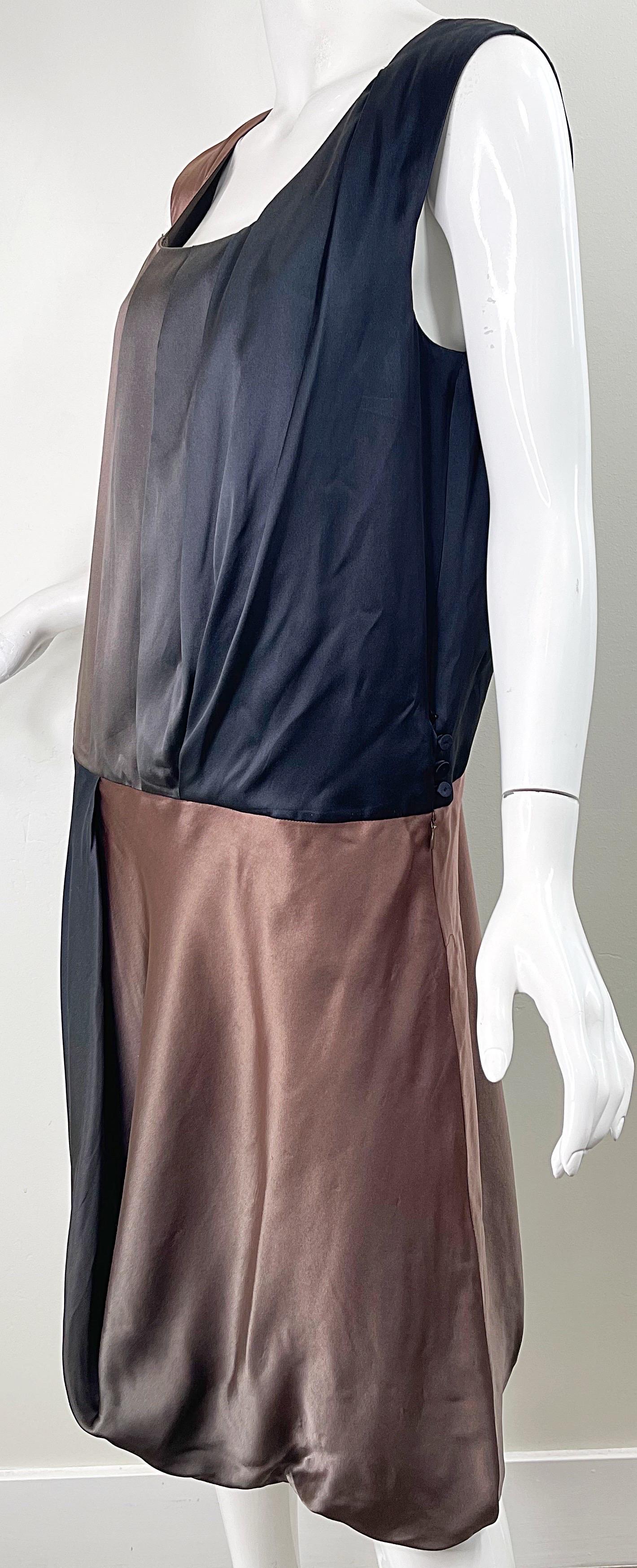 Ports 1961 Fall 2012 Size 12 Brown Taupe Gray Ombré Flapper Style Silk Dress For Sale 2