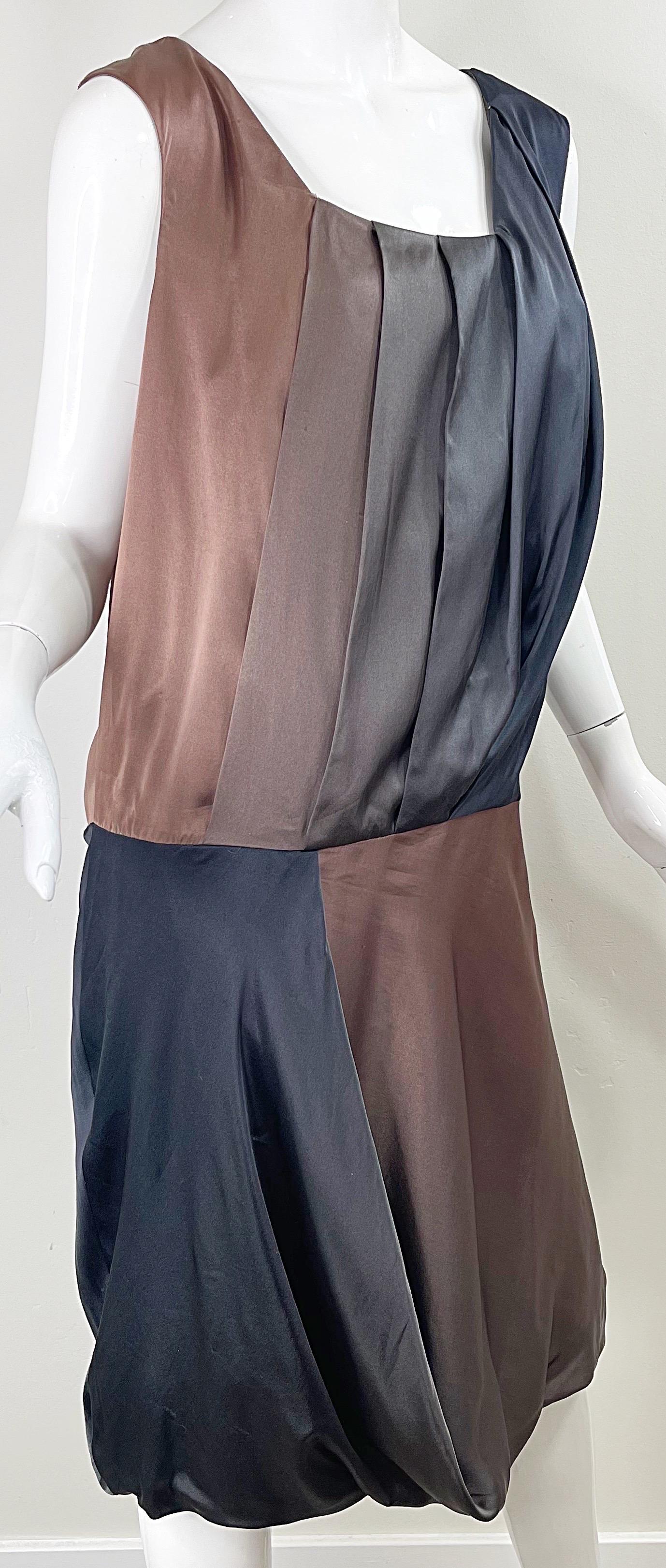 Ports 1961 Automne 2012 Taille 12 Brown Taupe Gray Ombré Flapper Style Silk Dress en vente 3