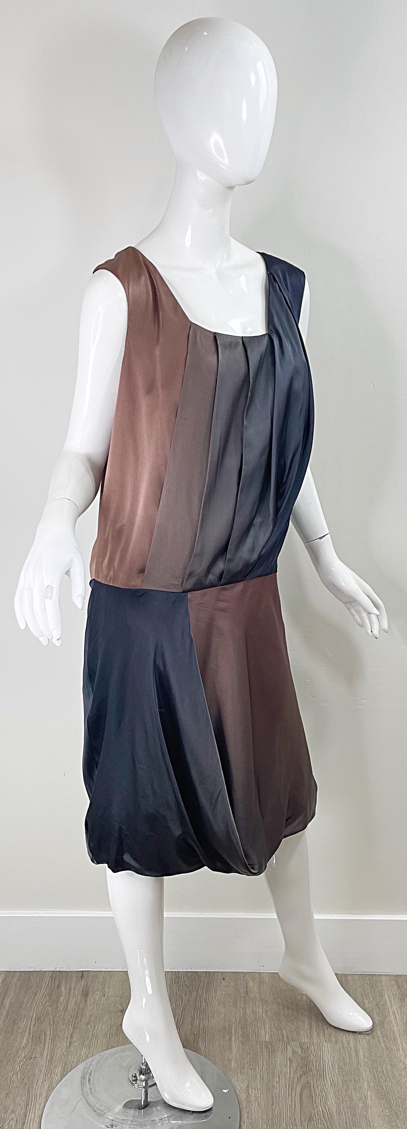 Ports 1961 Fall 2012 Size 12 Brown Taupe Gray Ombré Flapper Style Silk Dress For Sale 4
