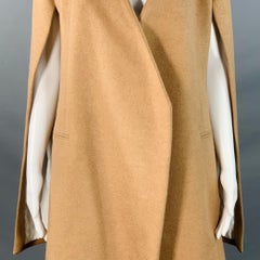 PORTS 1961 FW19 Größe 4 Tan Kamelhaar strukturierter offener Cape-Mantel