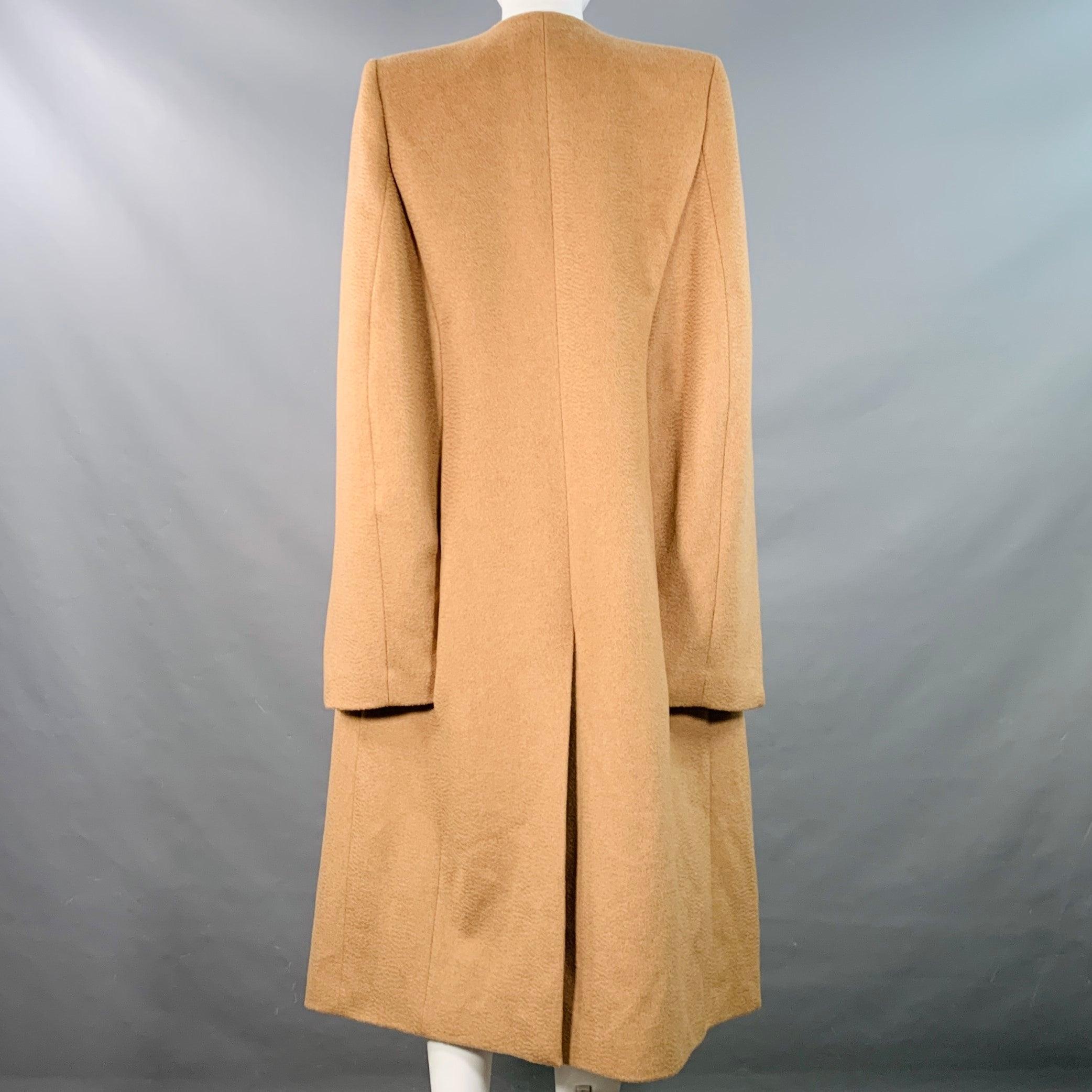 PORTS 1961 FW19 Size 4 Tan Camel Hair Textured Open Front Cape Coat In Excellent Condition For Sale In San Francisco, CA