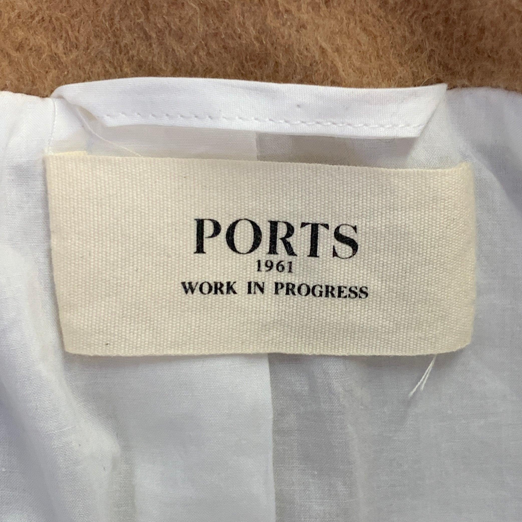 Women's PORTS 1961 FW19 Size 4 Tan Camel Hair Textured Open Front Cape Coat For Sale