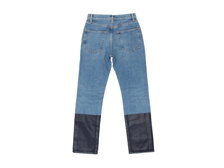 Ports 1961 Light Blue and Navy Waxed Hem Jeans For Sale at 1stDibs