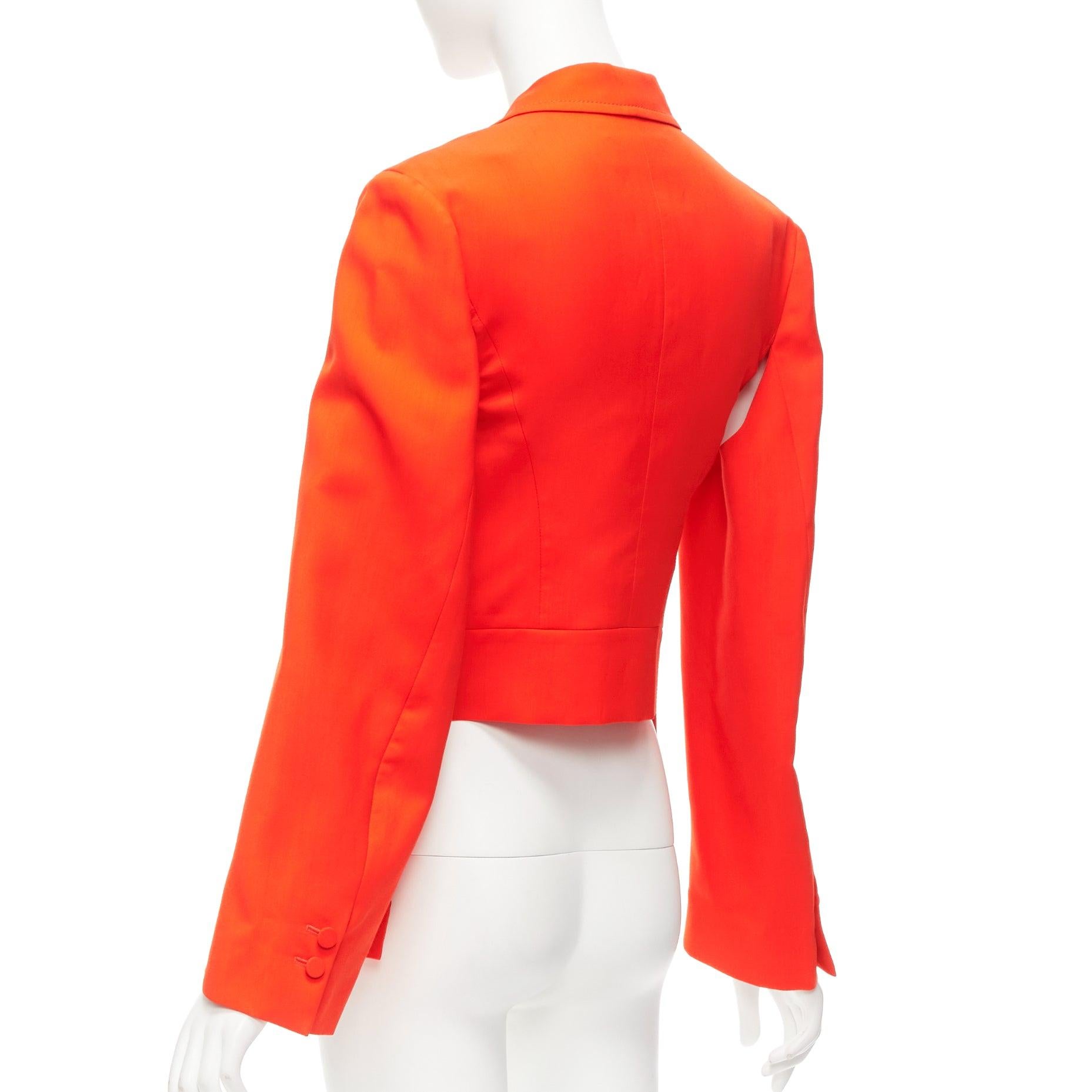 PORTS 1961 neon orange wool silk underarm cut out asymmetric blazer FR36 S For Sale 1