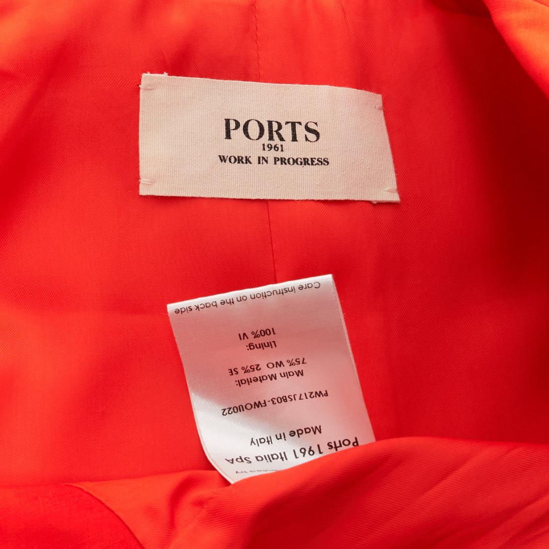 PORTS 1961 neon orange wool silk underarm cut out asymmetric blazer FR36 S For Sale 3