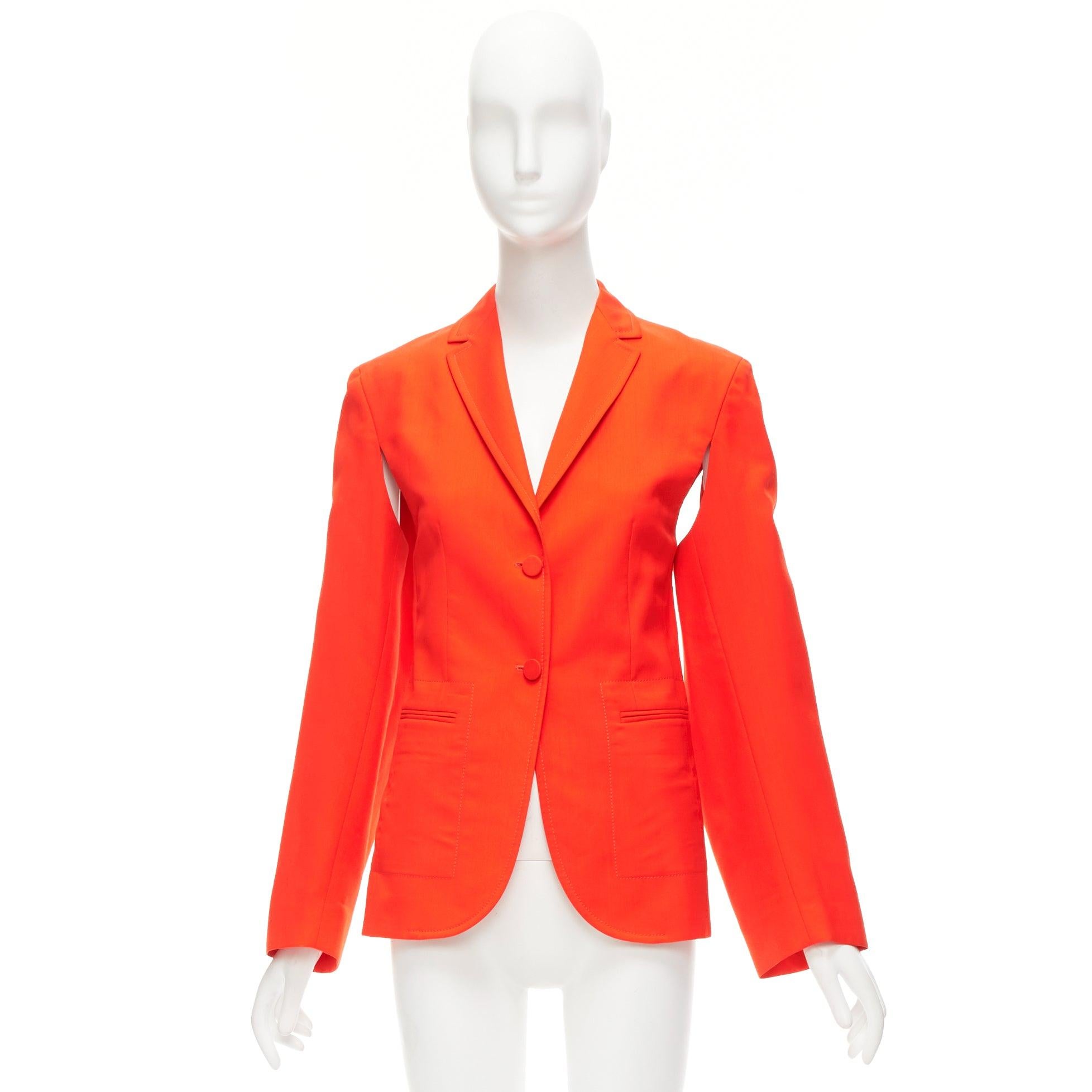 PORTS 1961 neon orange wool silk underarm cut out asymmetric blazer FR36 S For Sale 4