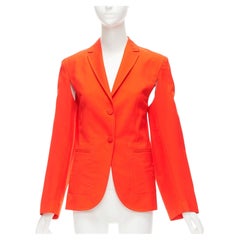 PORTS 1961 blazer asimétrico de seda de lana naranja neón recortado bajo el brazo FR36 S