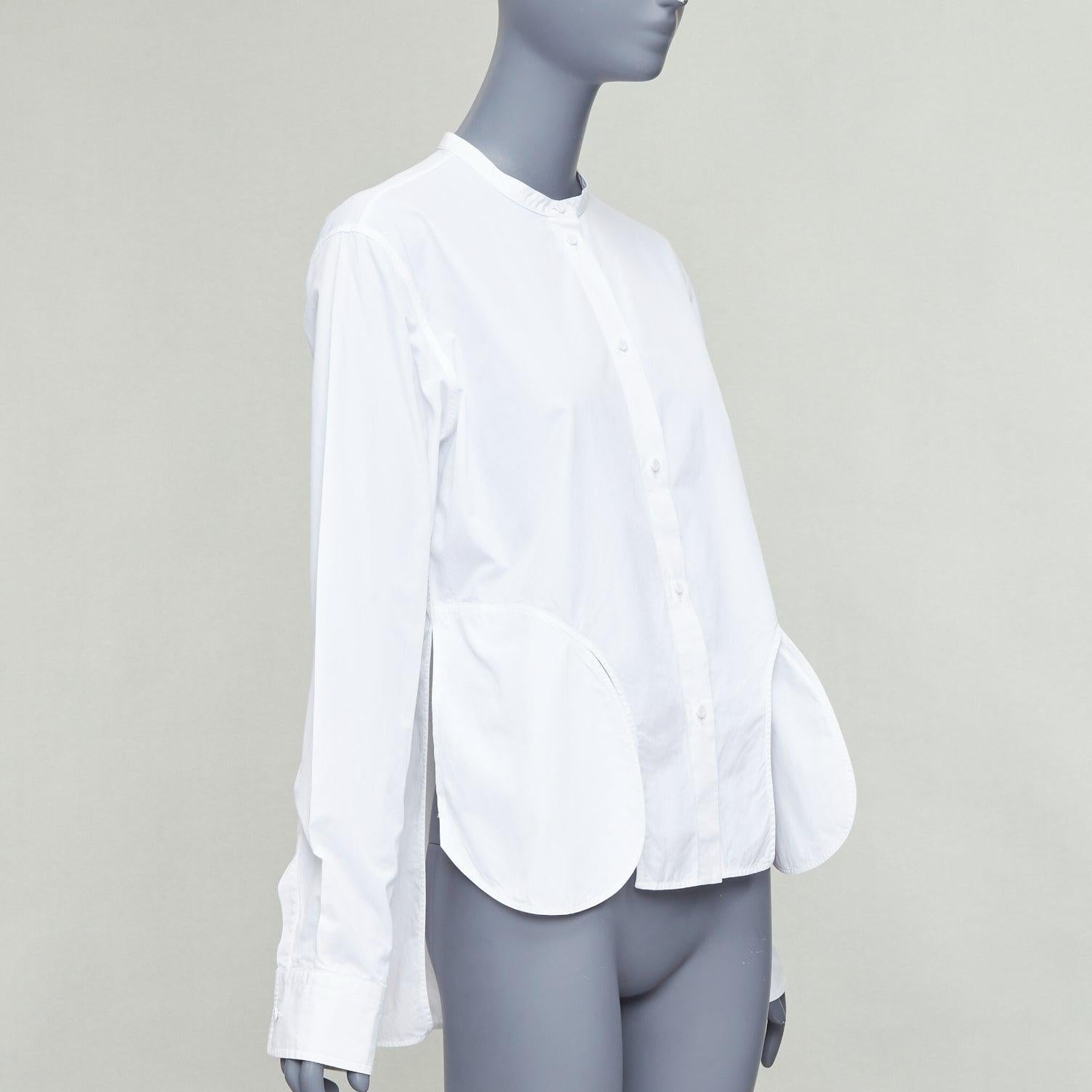 Gray PORTS 1961 SHIRT white cotton front slit deconstructed button down top IT40 S For Sale