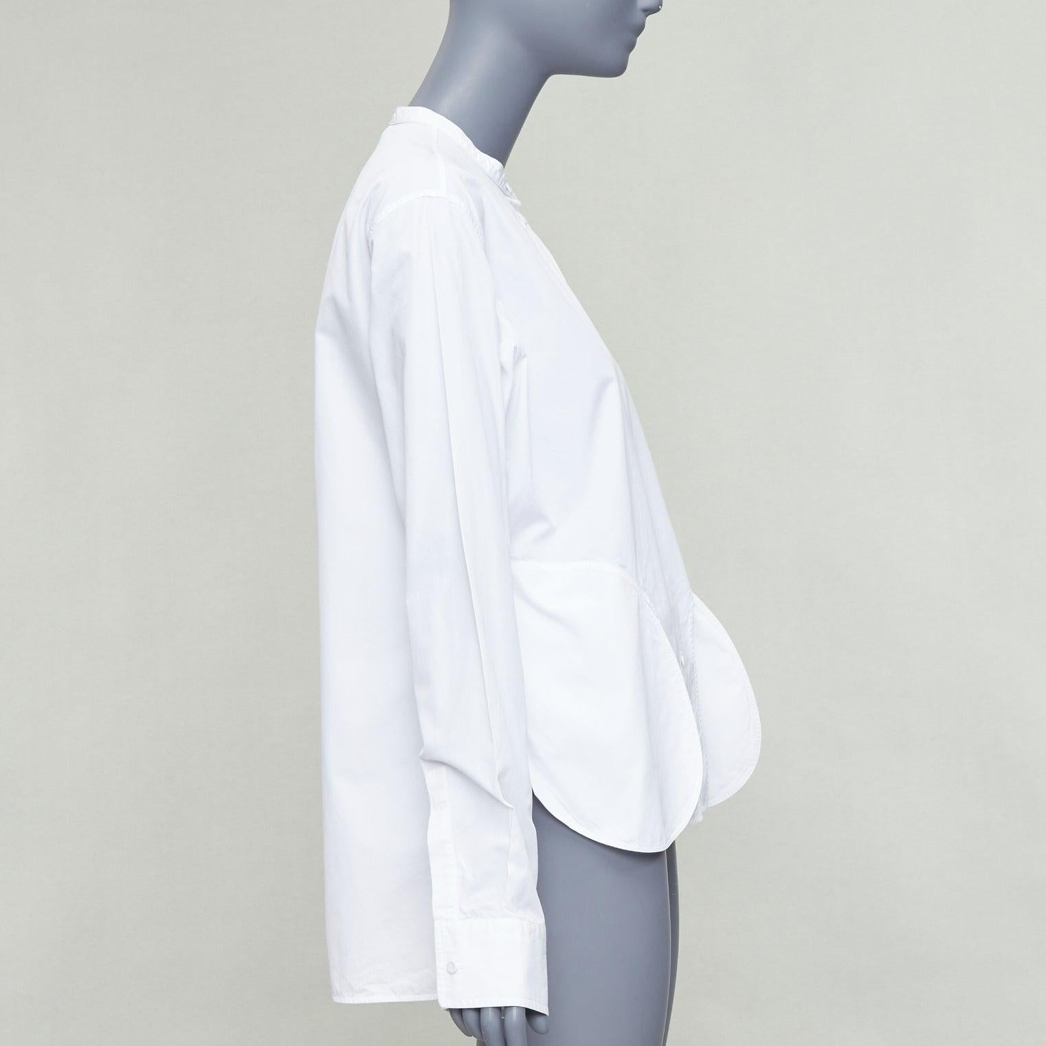 PORTS 1961 SHIRT white cotton front slit deconstructed button down top IT40 S In Good Condition For Sale In Hong Kong, NT