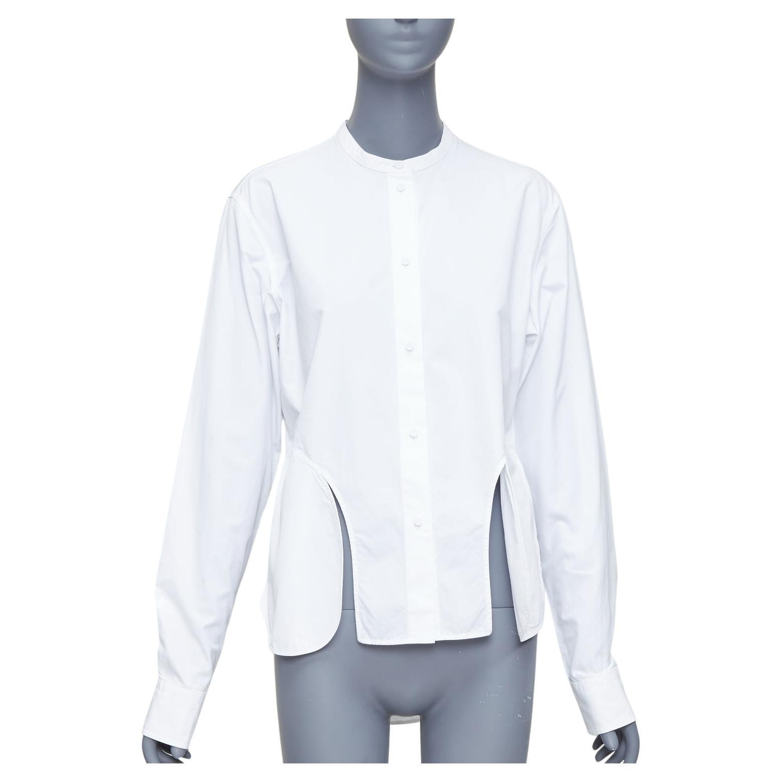 PORTS 1961 SHIRT white cotton front slit deconstructed button down top IT40 S For Sale