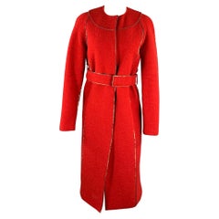 PORTS 1961 Size 0 Burgundy Gold Wool Textured Collarless Coat