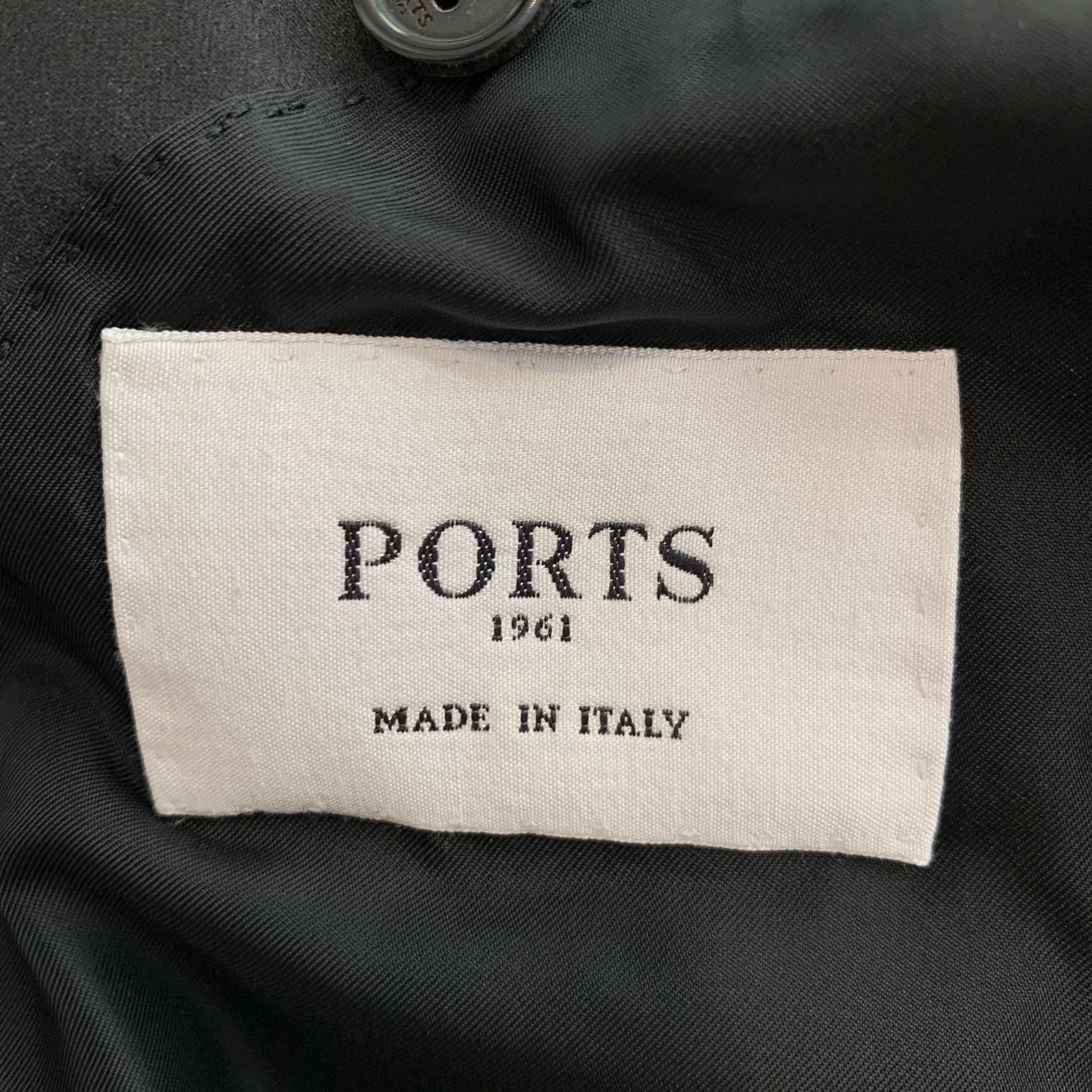 PORTS 1961 Size 38 Regular Black & Grey Plaid Velvet Shawl Collar Sport Coat 1