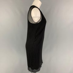 PORTS 1961 Größe 4 Schwarzes, geknittertes, doppellagiges Kleid aus Viskosemischung