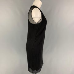 PORTS 1961 Size 4 Black Viscose Wrinkled Double Layer Dress