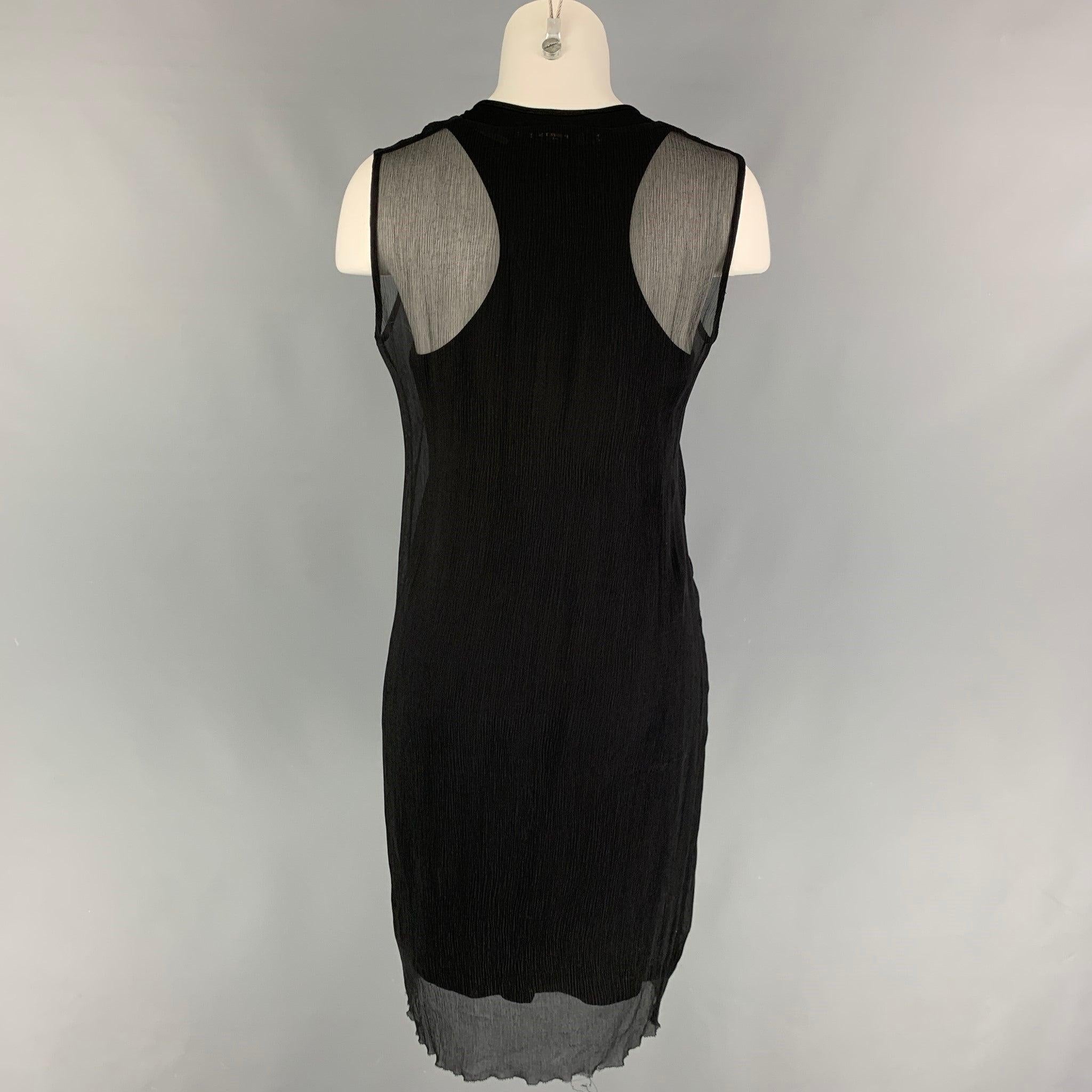 PORTS 1961 Size 4 Black Viscose Wrinkled Double Layer Dress In Good Condition For Sale In San Francisco, CA