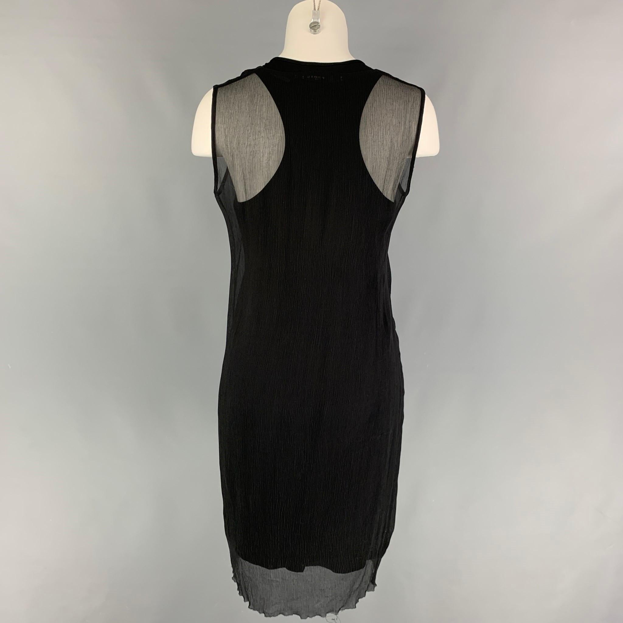 PORTS 1961 Size 4 Black Viscose Wrinkled Double Layer Dress In Good Condition In San Francisco, CA