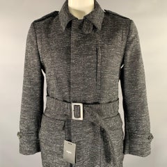 PORTS 1961 Size 42 Black White Heather Wool Blend Belted Coat