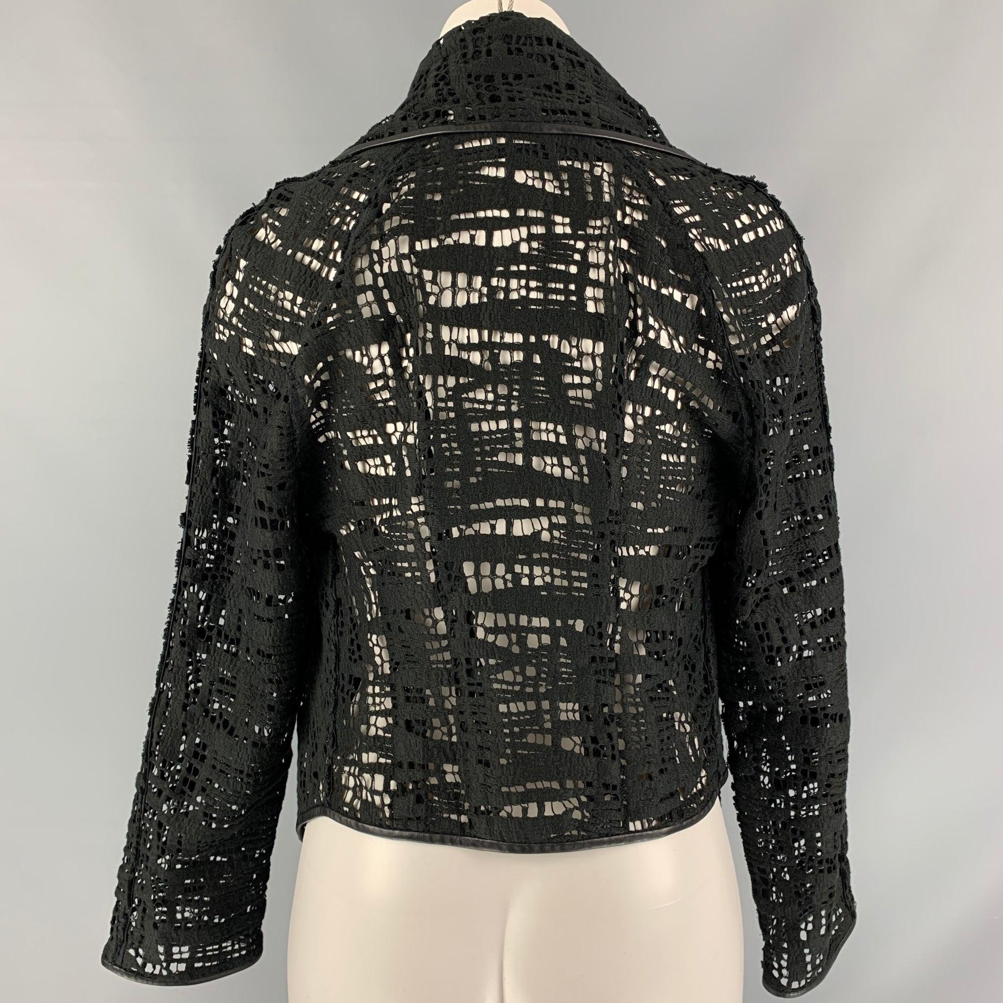 PORTS 1961 Size 8 Black Lace Asymmetrical Jacket In Good Condition For Sale In San Francisco, CA